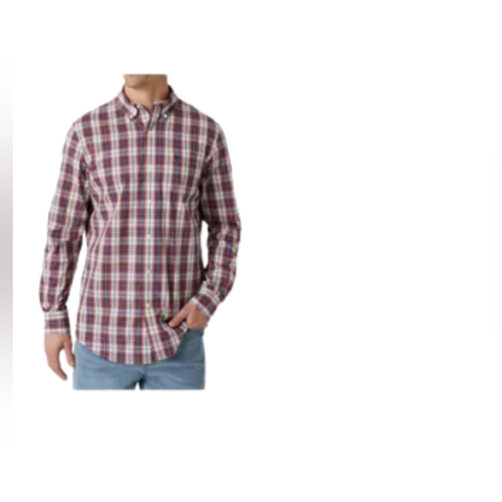 Chaps black, white, grey and red plaid button down size xl